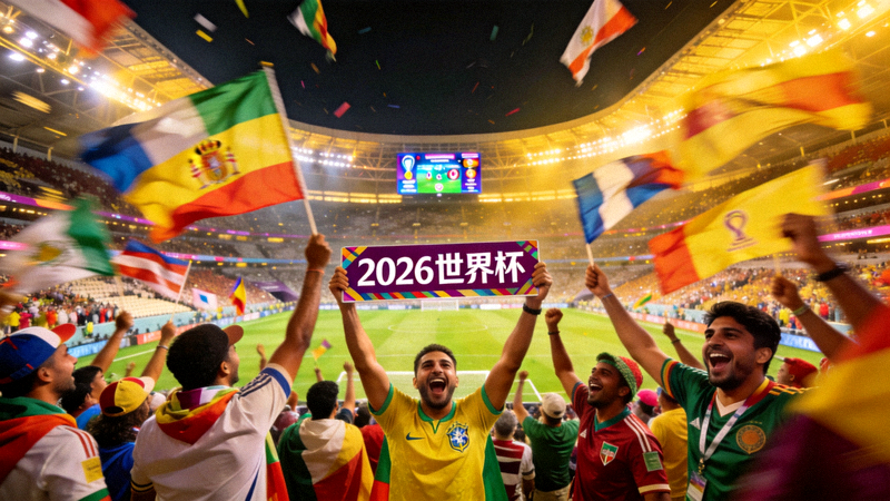 2026年世界杯比赛现场球迷欢呼庆祝场景